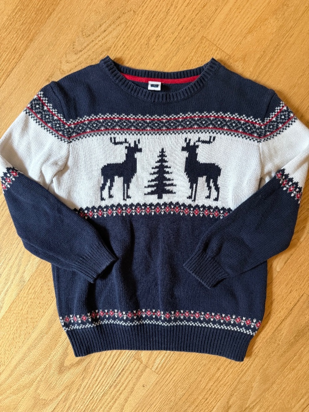 Janie and Jack Boys Fall/Winter Deer Sweater Navy & Cream Size 6